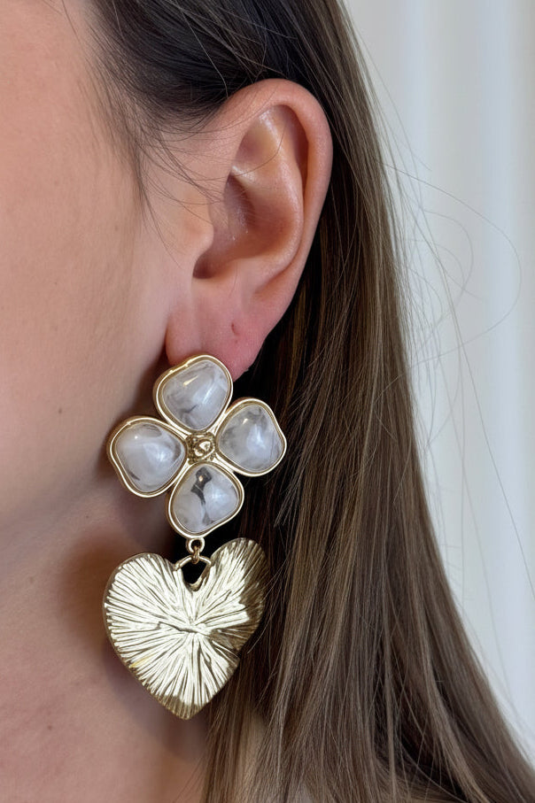 Flower Heart Earrings